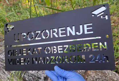 Upozorenje - objekat pod video nadzorom, akrilni znak, crna mat/srebro kombinacija boja