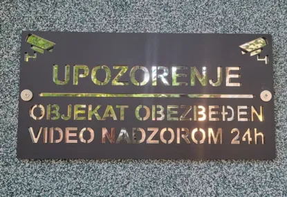 Upozorenje - objekat pod video nadzorom, akrilni znak, crna mat/srebro kombinacija boja