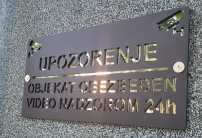 Upozorenje - objekat pod video nadzorom, akrilni znak, crna mat/srebro kombinacija boja